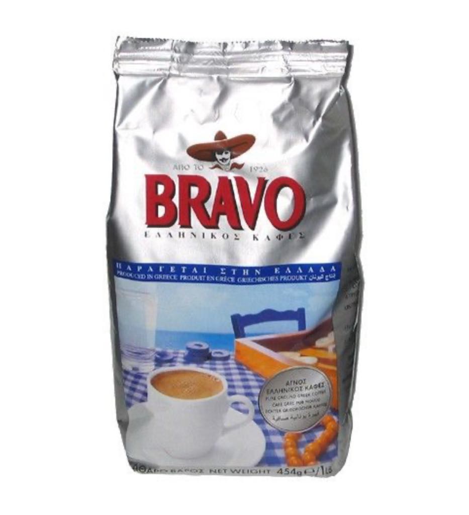 Bag of BRAVO Greek Coffee 1lb – traditional Greek ground coffee for brewing in a briki.