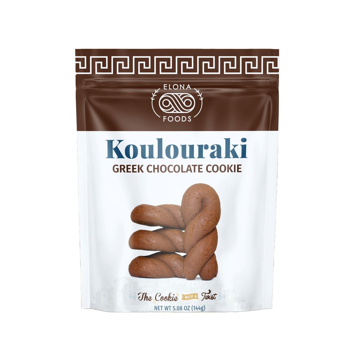 Greek chocolate koulourakia cookies twisted traditional style with cocoa
