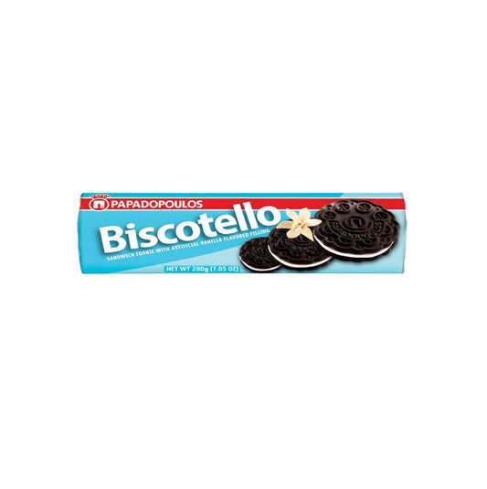 PAPADOPOULOS Vanilla Cream Sandwich Biscuits 200g (7.1oz) - Vanilla Cream Sandwich BiscuitsEnjoy the mild and comforting flavor of PAPADOPOULOS Vanilla Cream Bi...