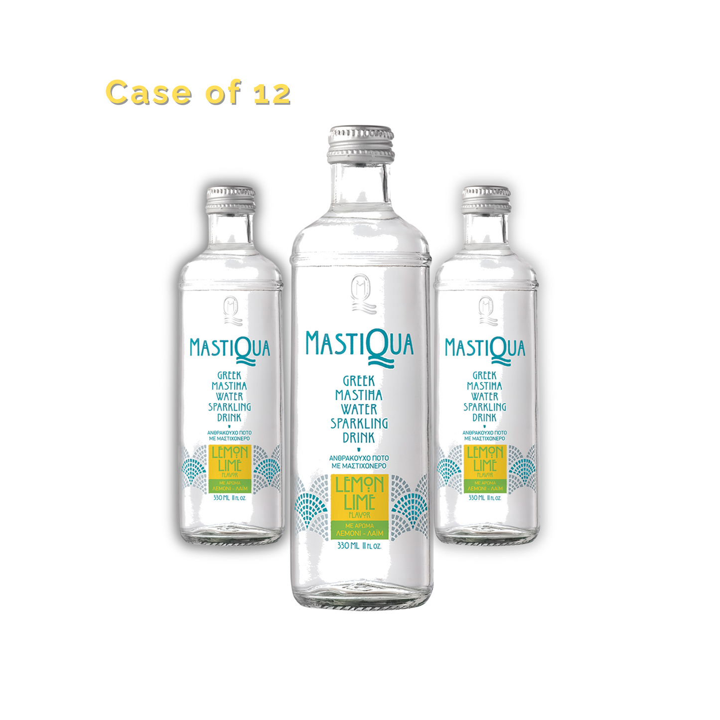 MASTIQUA Lemon-Lime Sparkling Water Case (12 × 330ml / 11.2oz)
