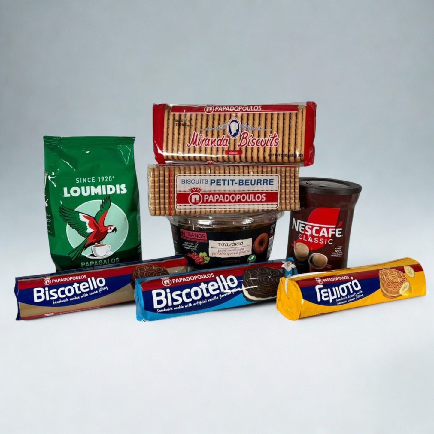 Greek Coffee Lover Bundle – A curated selection of traditional Greek coffees and classic biscuits, perfect for slow mornings, coffee breaks, and sharing authentic Greek coffee moments at home.