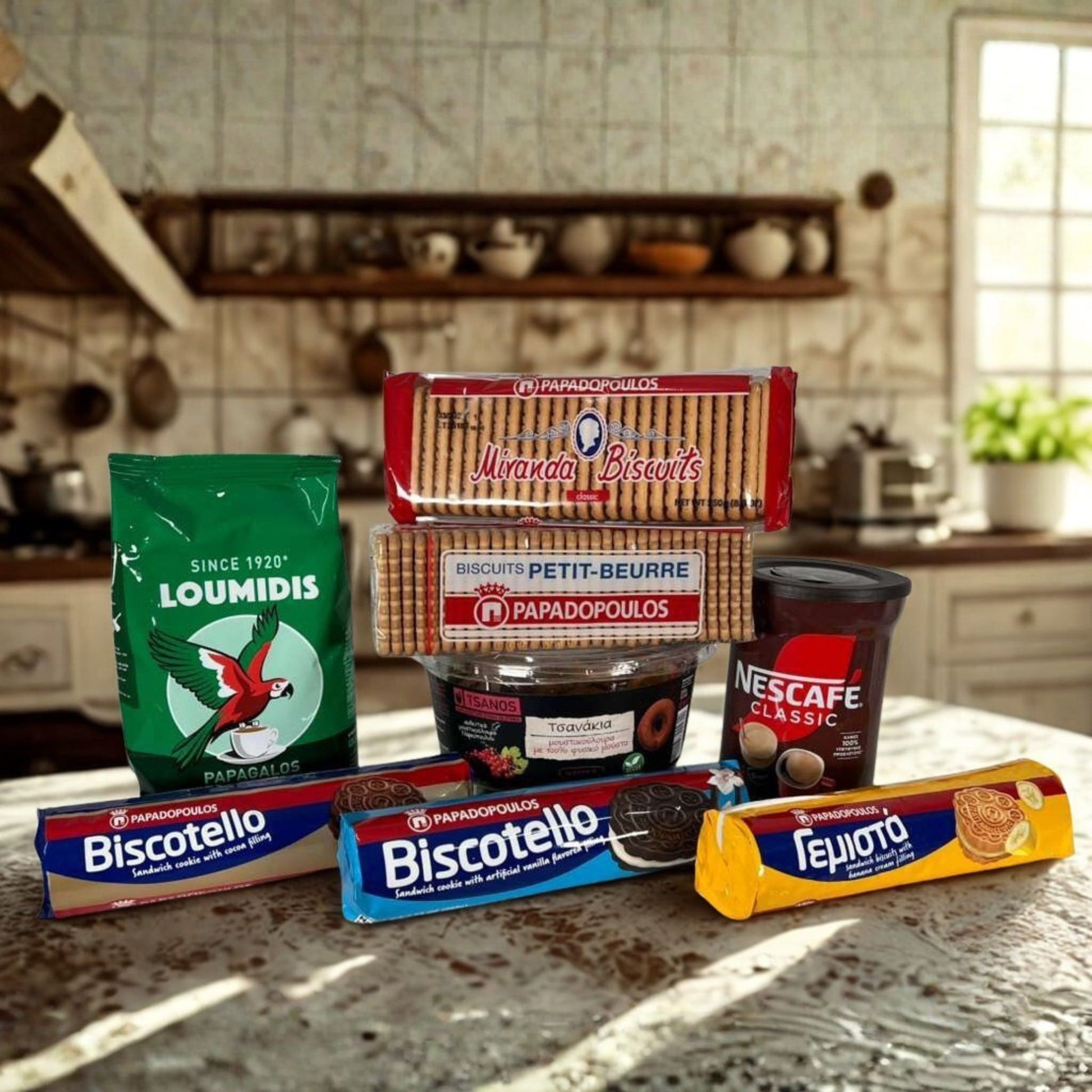 Greek Coffee Lover Bundle – A curated selection of traditional Greek coffees and classic biscuits, perfect for slow mornings, coffee breaks, and sharing authentic Greek coffee moments at home.