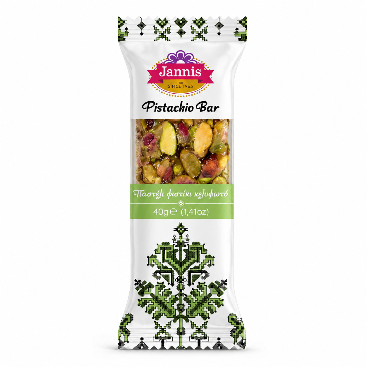 JANNIS Pistachio Bar 40g – Authentic Greek nut bar made with premium roasted pistachios