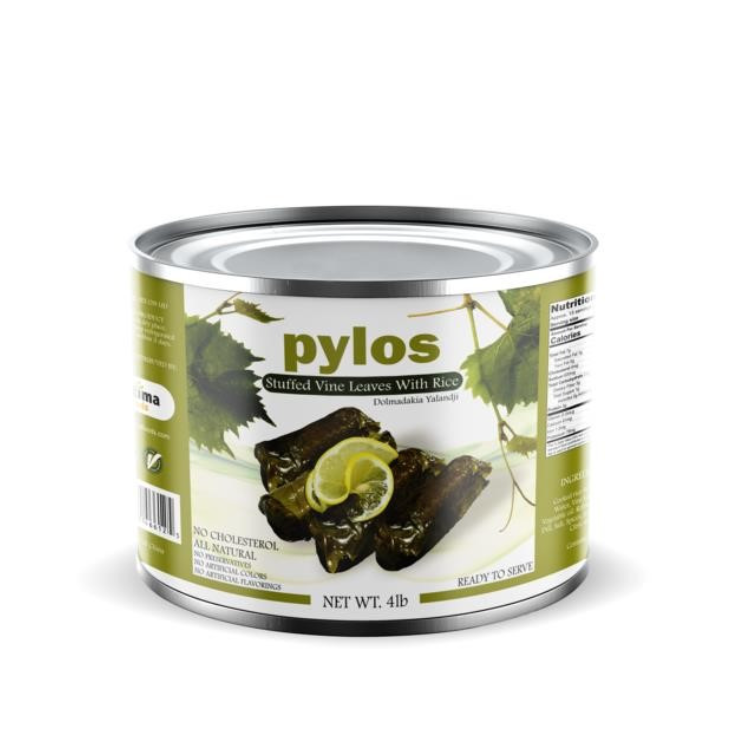 PYLOS Dolmadakia Stuffed Grape Leaves 2kg Can – Authentic Greek vine leaves stuffed with seasoned rice