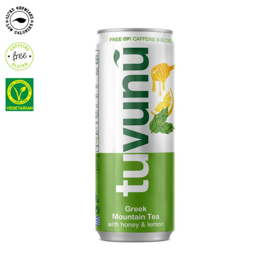 TUVUNU Greek Mountain Tea with Honey & Lemon 330ml – Greek Herbal Iced Tea, Caffeine-Free Drink