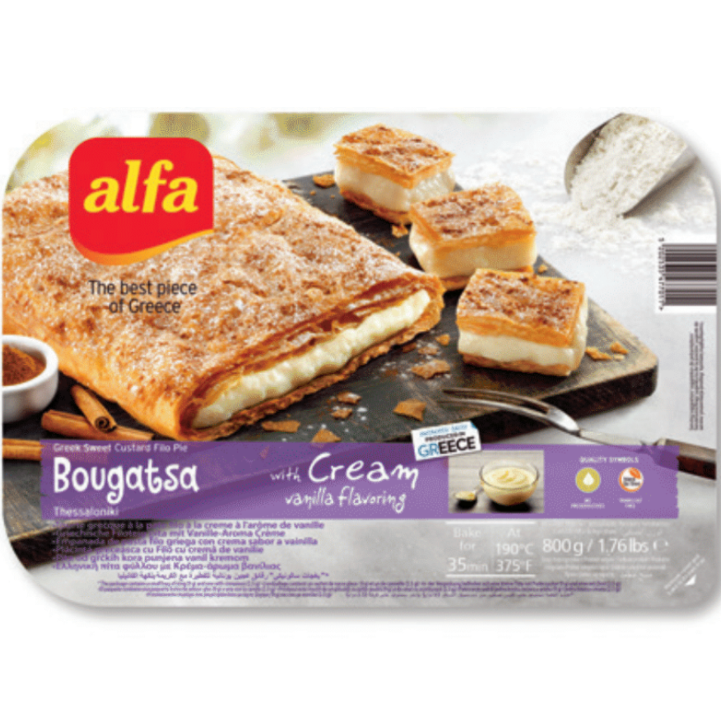 ALFA bougatsa thessalonikis with custard cream authentic Greek frozen pastry