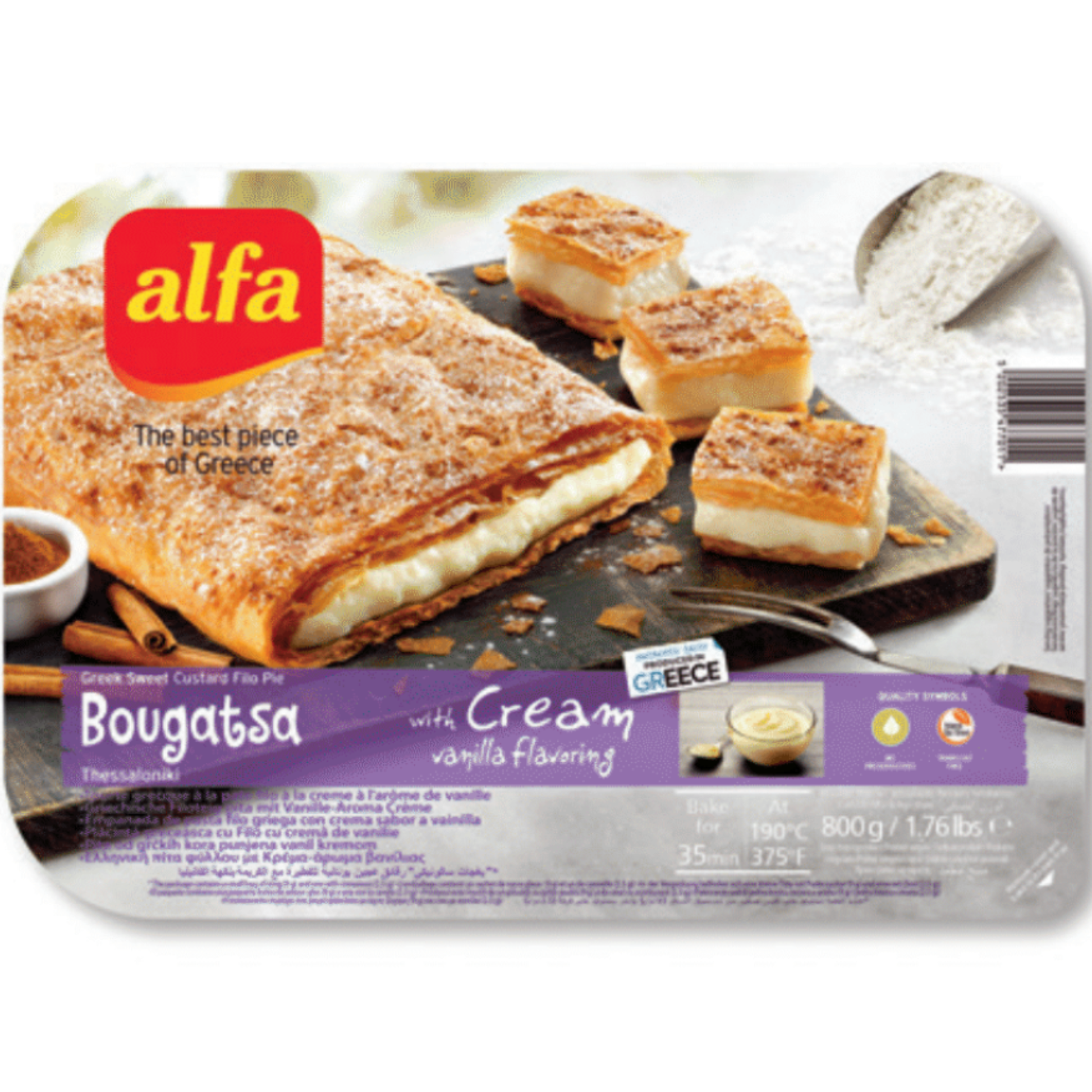 ALFA bougatsa thessalonikis with custard cream authentic Greek frozen pastry