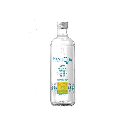 MASTIQUA Lemon-Lime Sparkling Water 330ml glass bottle with natural Chios mastiha, lemon and lime flavor